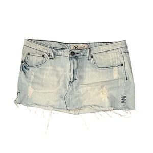 Wet Seal Light Denim Distressed Mini Skirt Size 9